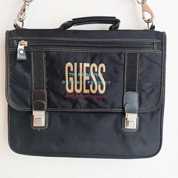 Vintage GUESS Nylon Large Spellout Book Messanger Bag - Picture 2 of 5